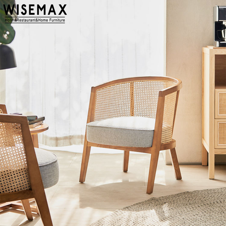 WISEMAX FURNITURE Rattan Accent Chair with Curved Backrest