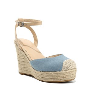WETKISS Factory OEM Boho Styles sandali estivi in lino a punta stretta con cinturino alla caviglia espadrillas sandali da donna sandali con zeppa - Product Image 2