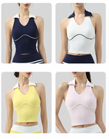 Ensemble de sport pour femmes GH avec logo personnalisé, pour le tennis, le golf et le pickleball, comprenant un débardeur polo sans manches, une jupe plissée et un soutien-gorge, séchage rapide, vente en gros