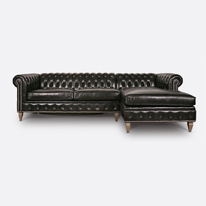 Antique Mỹ Whisky Tan L Shape Chesterfield Da Cắt Sofa Đồ Nội Thất Phòng Khách - Product Image 6