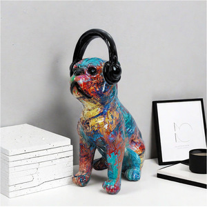 Vintage Animal Folk Art Epoxy Resin Handicraft <b>Dog</b> <b>Figurine</b> High-End Home Living Room Cabinet Decoration - Product Image 3