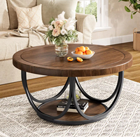 Table basse ronde en bois industrielle à 2 niveaux, meubles pour la maison