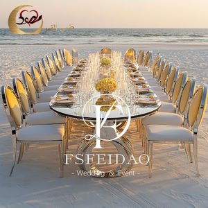 Mesas y sillas de banquete doradas de forma ovalada para bodas al aire libre - Product Image 3