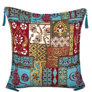 Cuscino per cuscino in tessuto di ciniglia turco progettato con segno colorato Flover e Ottoman - Product Image 1
