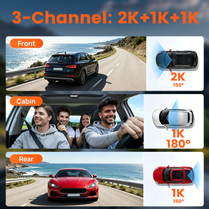 กล้องติดรถยนต์ 3 ช่องทาง 4G ความละเอียด 2K บันทึกภาพด้านหน้า ด้านใน และด้านหลัง พร้อม WiFi GPS ADAS รองรับการ์ด TF สูงสุด 512GB - Product Image 4