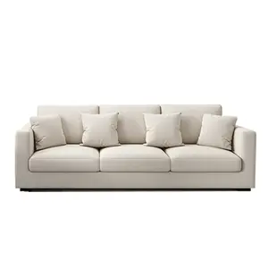 Estilo nórdico Vintage tres asientos Vintage blanco enorme sofá interior salón sofá tela Simple KD muebles