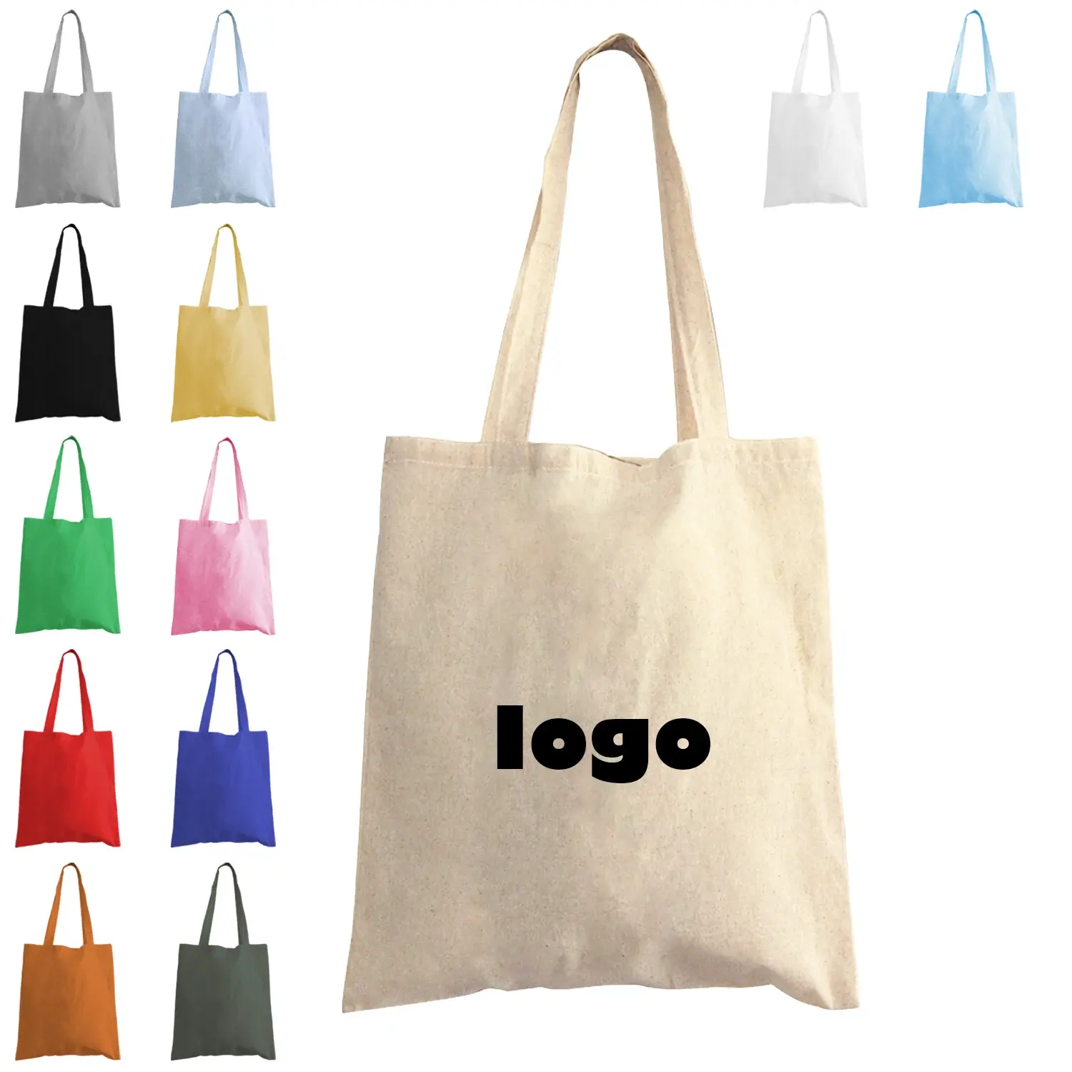 Tas Tote kanvas katun ekstra besar, tas jinjing kanvas katun, Logo dan desain genggam, untuk hadiah, dengan cetak Digital