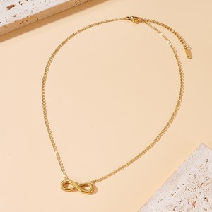 Collana a catena in acciaio al titanio per donne semplice amore infinito 8 parole in acciaio inossidabile - Product Image 2