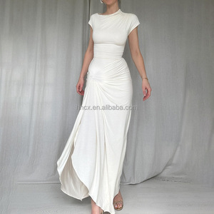Cx8979 Women's Casual Summer Red Crossover Strapless Dress Sexy <strong>Non</strong>-Slip Natural Waist Popular <strong>Fashion</strong> Solid Eco-Friendly - Product Image 2