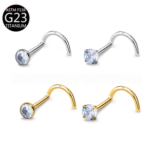 แหวนจมูก Freya แบบ unisex รูปทรงตัว S ทำจากไทเทเนียม ประดับเพชรซิร์คอน สำหรับเจาะจมูก ขายส่ง ชุบทอง เหมาะสำหรับงานแต่งงาน โรแมนติก - Product Image 5