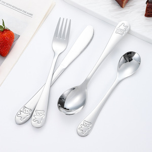 Gran oferta, juego de cubiertos de acero inoxidable con mango de oso 18/8, cubiertos bonitos para niños, cubiertos para regalos de negocios, tenedor ecológico - Product Image 1