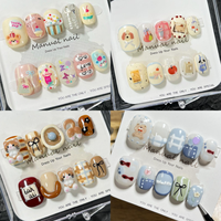 Vente en gros de 10 pièces ongles courts ronds peints à la main presse à gel beaux ongles de luxe au design personnalisé faits à la main