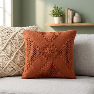 New Style Organic Bohemian 20x20 Square Pillow <b>Covers</b> Hand-Knotted Woven Design 100% Cotton Zipper Closure Customizable Home - Product Image 2