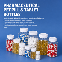 Bouteille en PET transparente de petite taille, à large ouverture, pour médicaments, emballage de liquides, capsules, produits de santé, conteneur vide