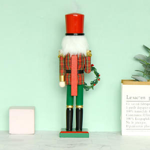 <span class=keywords><strong>2023</strong></span> Vintage Design rouge vert à carreaux en bois casse-noisette jouet soldat pour la décoration de Noël - Product Image 4