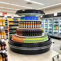 Vitrine réfrigérée sans givre à éclairage LED circulaire pour magasin de proximité