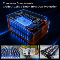 Batterie de tricycle électrique LiFePO4 60V 72V 100Ah 180Ah 200Ah, capacité personnalisée avec protection BMS, longue autonomie, OEM