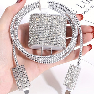Para cargador, cubierta protectora para cable de datos con incrustaciones de diamantes, modelo <span class=keywords><strong>A17</strong></span> 20/18W, protector de cabezal con diseño simple - Product Image 1