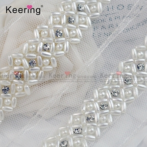 Encaje <span class=keywords><strong>de</strong></span> Perlas <span class=keywords><strong>de</strong></span> Imitación Color Marfil, Profesional, Modelo WTP-1415, Ancho <span class=keywords><strong>de</strong></span> 4.5cm, para Decoración <span class=keywords><strong>de</strong></span> <span class=keywords><strong>Zapatos</strong></span>, Prendas y Bolsos - Product Image 2