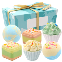 Bombes de bain de luxe artisanales en mousse biologique, rondes, 100g, parfum citron, pour le soin du corps des enfants