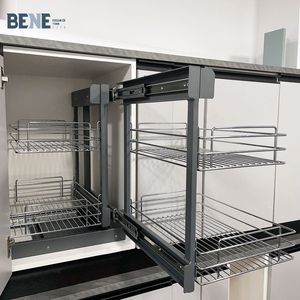 Organisateur d'angle coulissant intégré de style moderne pour armoire, placard et cuisine, accessoire de meuble facile à installer - Product Image 3