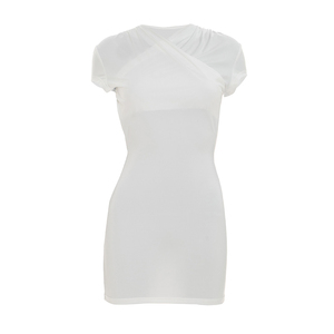 Viviblook J26DS205 Vestidos de verano para mujer, nuevo vestido ajustado mini sin espalda con cuello cruzado en V y manga corta de color sólido para damas - Product Image 3