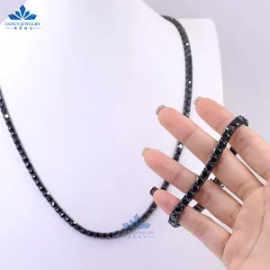 2mm 3mm 4mm Blue-Green Black White Color Hip Hop Jewelry Moissanite Tennis Chain Necklace Bracelet