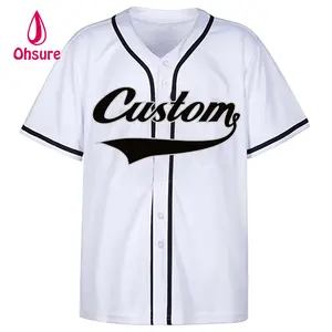 Vendita all'ingrosso di sublimazione new york team bianco scollo a v maglia maglietta da baseball personalizzata uniforme da uomo