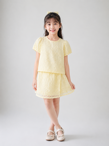 ชุดเด็กผู้หญิงลายดอกไม้สุดน่ารักพร้อมแขนพองสำหรับฤดูร้อน - Product Image 2