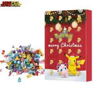 8cm 3.15inch Poke Christmas Color Box New Year Calendar Gift Figure Mystery Boxes Poke Blind Box Anime Action Figure
