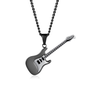 Guitar Pendant <b>Necklace</b> Zinc Alloy Unisex Fashion Jewelry <b>Statement</b> Pendant For Men Women Music Lover Gift - Product Image 5