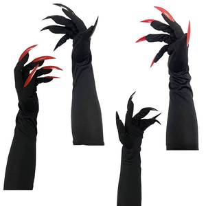 Gants de sorcière d'Halloween MS, accessoires de cosplay à longs ongles noirs, gants de costume griffe de fantôme pour performance scénique - Product Image 2