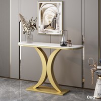 Console d'entrée murale en marbre de luxe léger, étagère de rangement, meuble simple, table d'appoint semi-circulaire, style chinois pour la maison