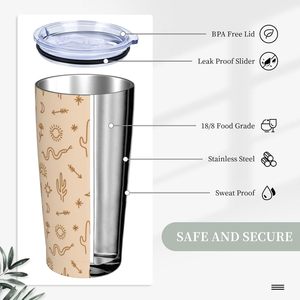Vasos Térmicos de Acero Inoxidable de 20oz con Tapa y Popote, Taza de Viaje Beige para Café, Té, Vino, Botella de Agua, Regalo - Product Image 4