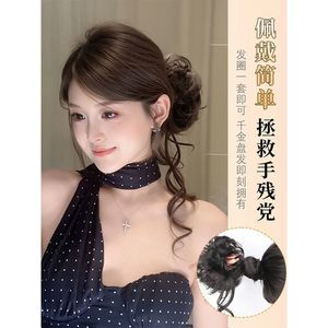 Fq09 Chignon latéral effet barbe de dragon pour femme, en soie K et soie P, chignon fleur volumineux, pour usage quotidien, doux et élégant - Product Image 1