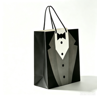 Sacs cadeaux en papier à motif de costume noir pour hommes, pour anniversaire, mariage, témoin, emballage de remerciement