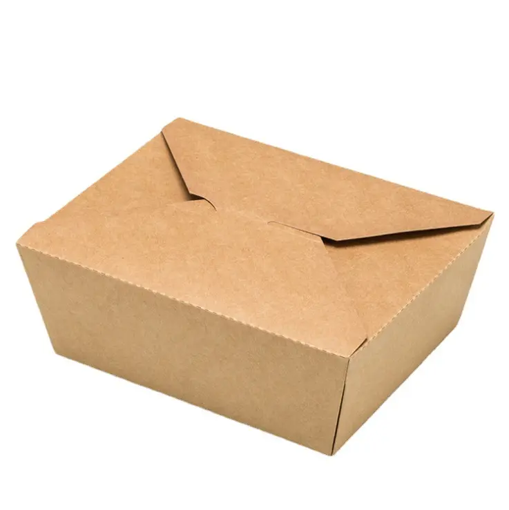 Lipack Kotak Makan Siang Kertas Kerajinan Tahan Air Wadah Makanan Sekali Pakai Kertas Kraft Wadah Makan Siang