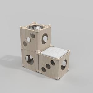 Bricolage pliable en bois intérieur grand petit <span class=keywords><strong>arbre</strong></span> à <span class=keywords><strong>chat</strong></span> <span class=keywords><strong>cube</strong></span> chambre maison pour chiens de compagnie maisons - Product Image 5