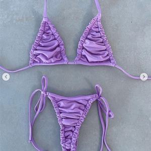 Maillot de bain en tissu froissé, nouveau design africain, maillot de bain personnalisé avec logo, femmes sexy, fesses galbées, micro-modèles extrêmes, bikini pour femme - Product Image 3