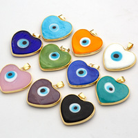 Nouveau Pendentif en Or 18 carats Plaqué Or, Cœur en Verre Soufflé, Breloque Mauvais Œil pour la Fabrication de Colliers et la Décoration, Vente en Gros