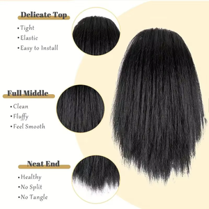 Synthétique Afro Puff Cordon Creux Queue De Cheval Extension pour Femmes Noires Court Afro Curly Clip On Kinky Cordon <span class=keywords><strong>Chignon</strong></span> - Product Image 2