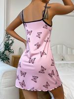 Baju Tidur Wanita Eropa dan Amerika Bermotif, Pakaian Rumah Nyaman Kasual Seksi dengan Tali Selempang