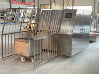 Laveuse industrielle de bacs et chariots à viande en acier inoxydable – Équipement de nettoyage automatique pour l'industrie alimentaire