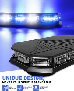 Barre lumineuse de secours sur le toit 102 <span class=keywords><strong>LED</strong></span> bleu blanc mini balise de sécurité clignotante d'avertissement 12-24V base magnétique - Product Image 2