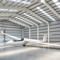 Hangar d'avion à structure en acier à travée libre robuste, bâtiment industriel moderne en métal pour l'aviation avec portes coulissantes