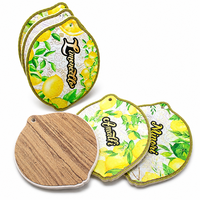 Sous-verre et support de pot personnalisés en forme de citron italien, gaufrés en 3D, estampés à chaud, avec trou de suspension et dos en bois