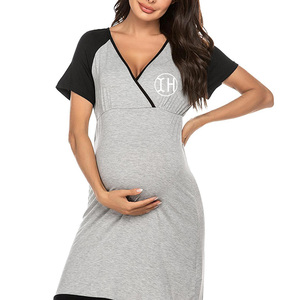 <span class=keywords><strong>Chemise</strong></span> <span class=keywords><strong>de</strong></span> <span class=keywords><strong>nuit</strong></span> personnalisée d'<span class=keywords><strong>allaitement</strong></span> pour femmes enceintes avec vêtements <span class=keywords><strong>de</strong></span> maternité élégants à manches courtes robe pour <span class=keywords><strong>grossesse</strong></span> robe <span class=keywords><strong>de</strong></span> maternité - Product Image 1