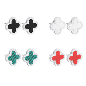 Wholesale of <strong>UK</strong> US Fashion Classic <strong>Earrings</strong> Oil Dripping Transportation Lucky Clover Flowers <strong>Titanium</strong> Steel <strong>Earrings</strong> Wholesale - Product Image 2