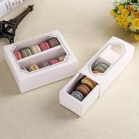 Boîte à gâteaux en papier coulissant sur mesure, boîte à macarons, boîte à biscuits sucrés, emballage alimentaire de qualité alimentaire, boîtes à pâtisserie avec fenêtre