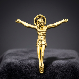 RARISSIME - Juego de Dos Piezas de Cruz de Aleación de Zinc Metálica de Estilo Retro de Lujo, Accesorios Decorativos de Jesús, Superficie Lisa, Duradera - Product Image 3